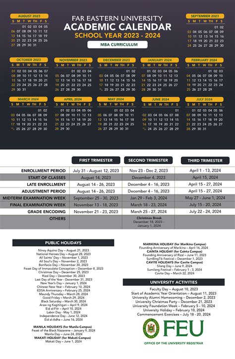 eastern university semester calendar